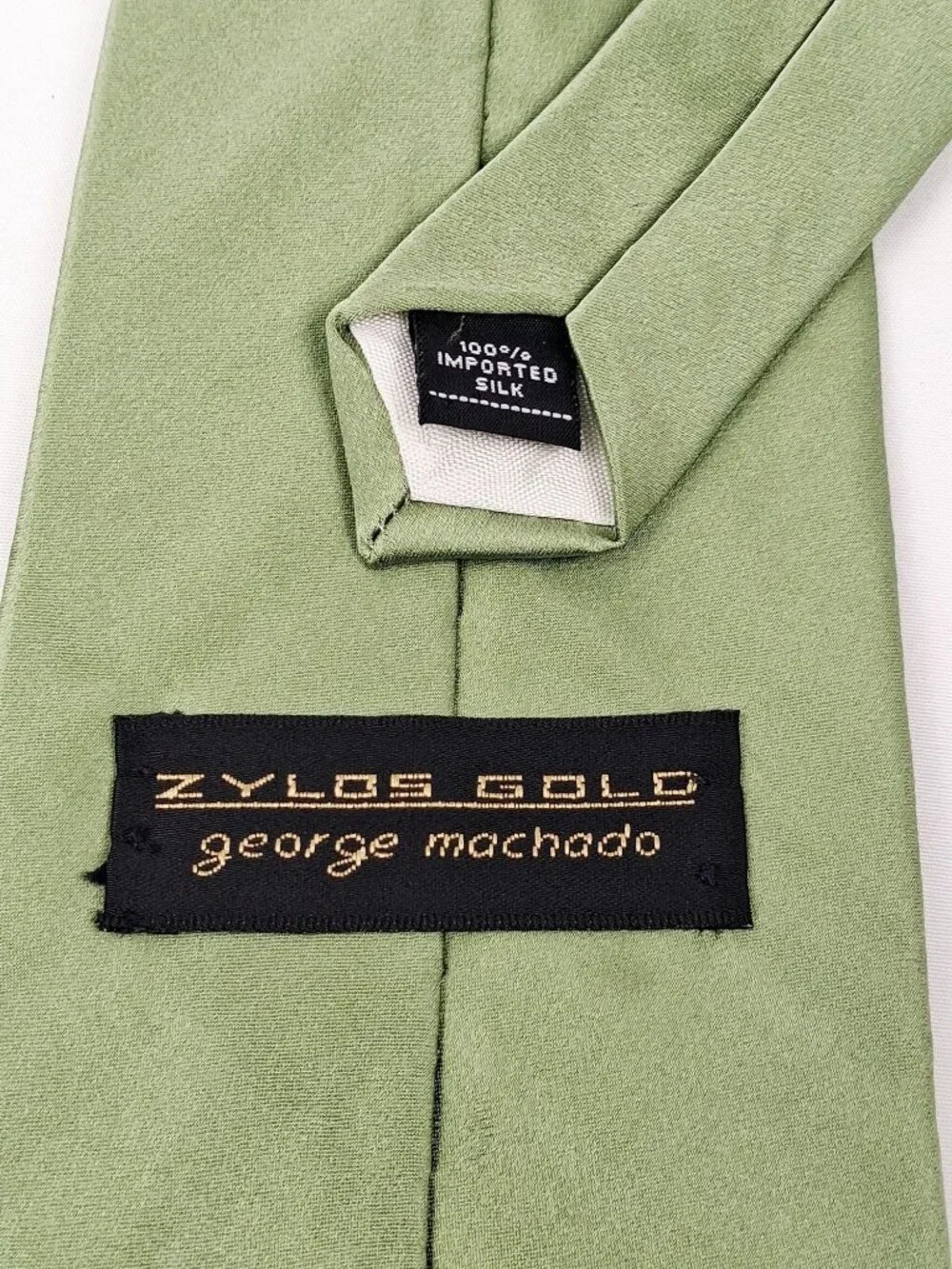 Zylos Gold George Machado Green Silk Tie 58